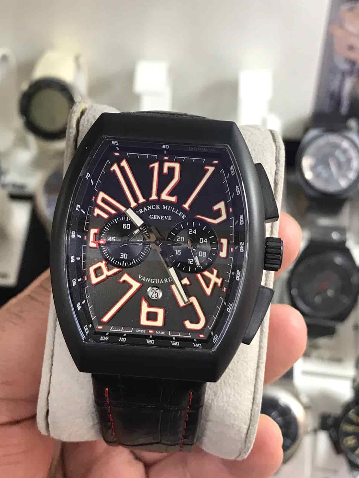 Franck Muller Vanguard Siyah Kadran Deri Kordon L-440