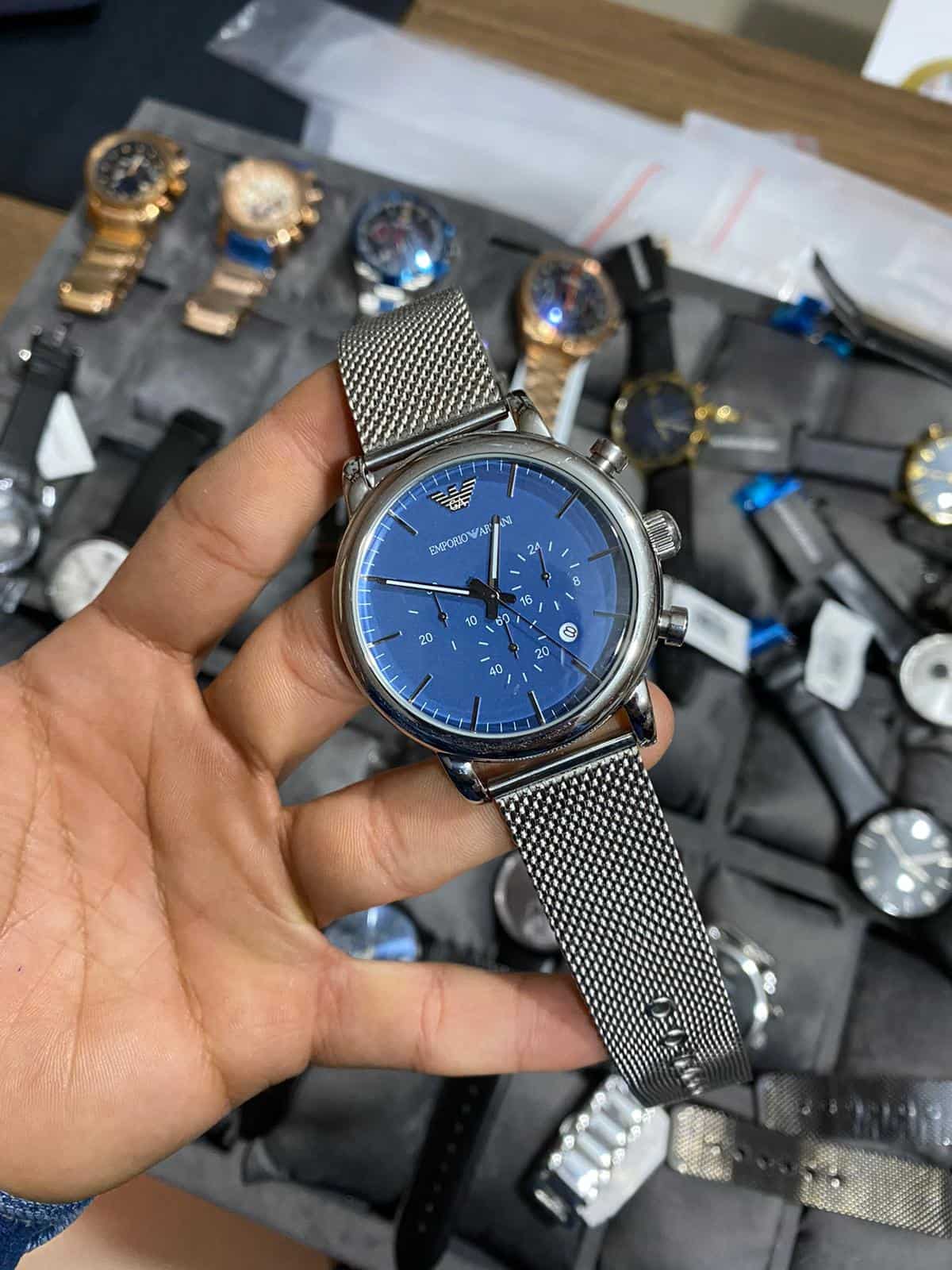 Emporio Armani Mavi Kadran Hasır Kordon L-603