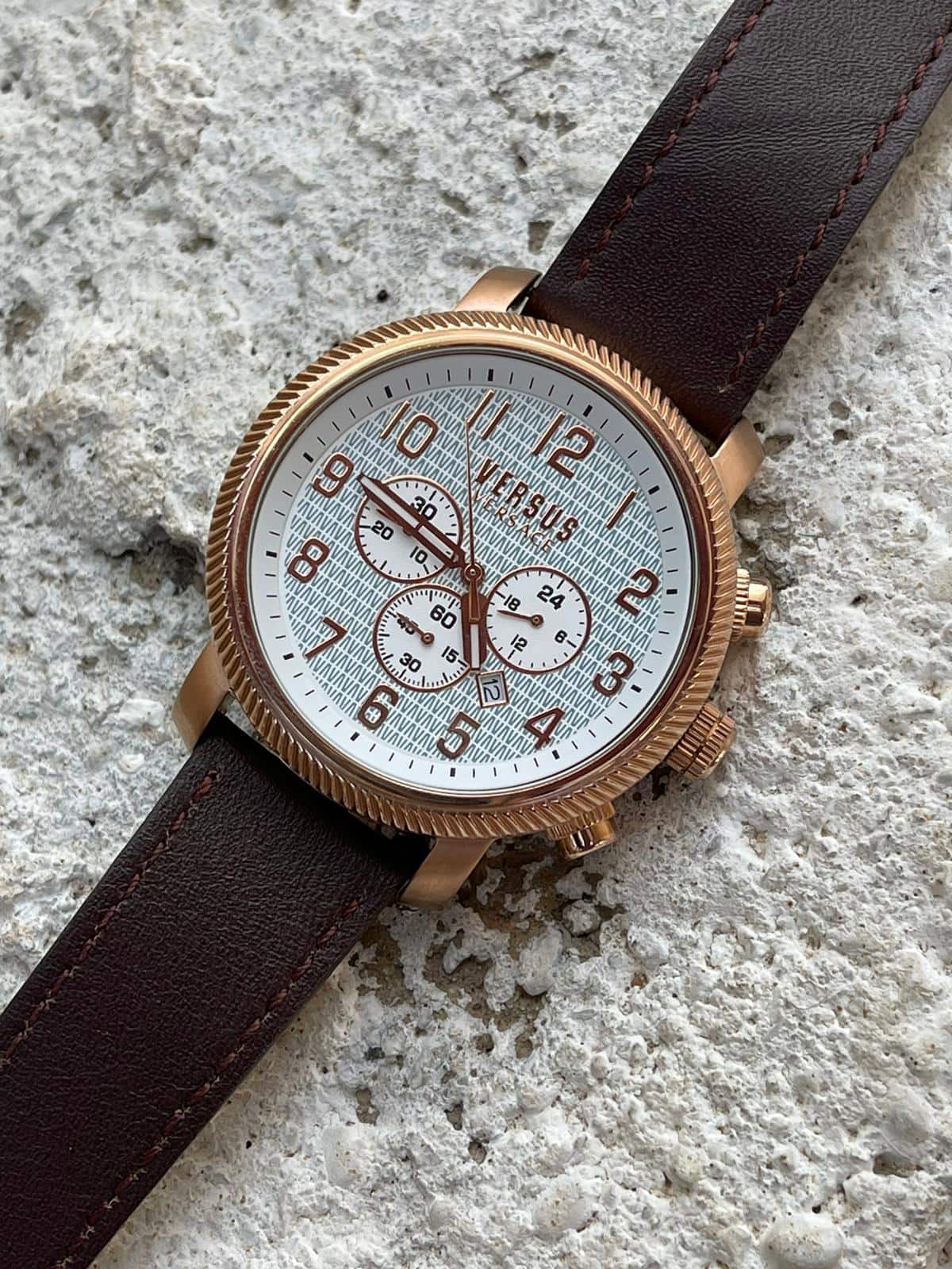 Versace Versus Bronz kasa deri kordonlu saat L-714