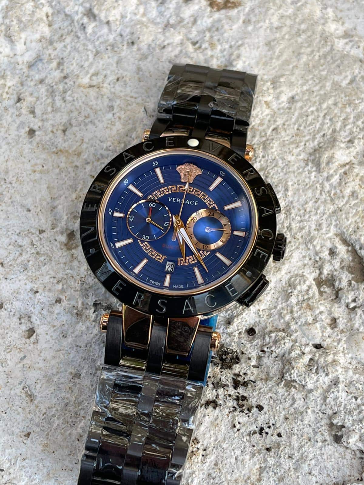 Versace Dualtime Mavi Kadran Siyah kordon Saat L-657