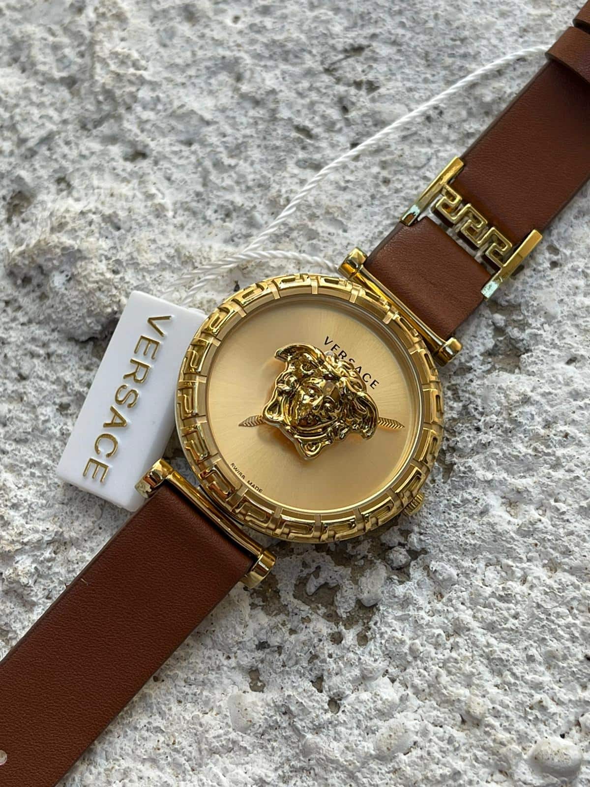 Versace Gold Kadran Kahverengi Kordon Saat L-632